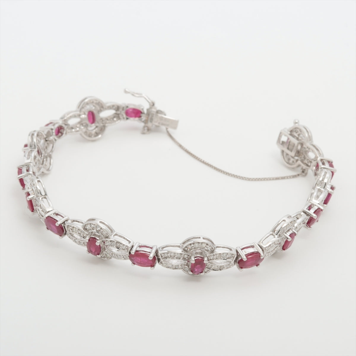 Ruby Diamond Bracelet K18WG 17.7g R6.00 D1.45 Identify only 1 stone