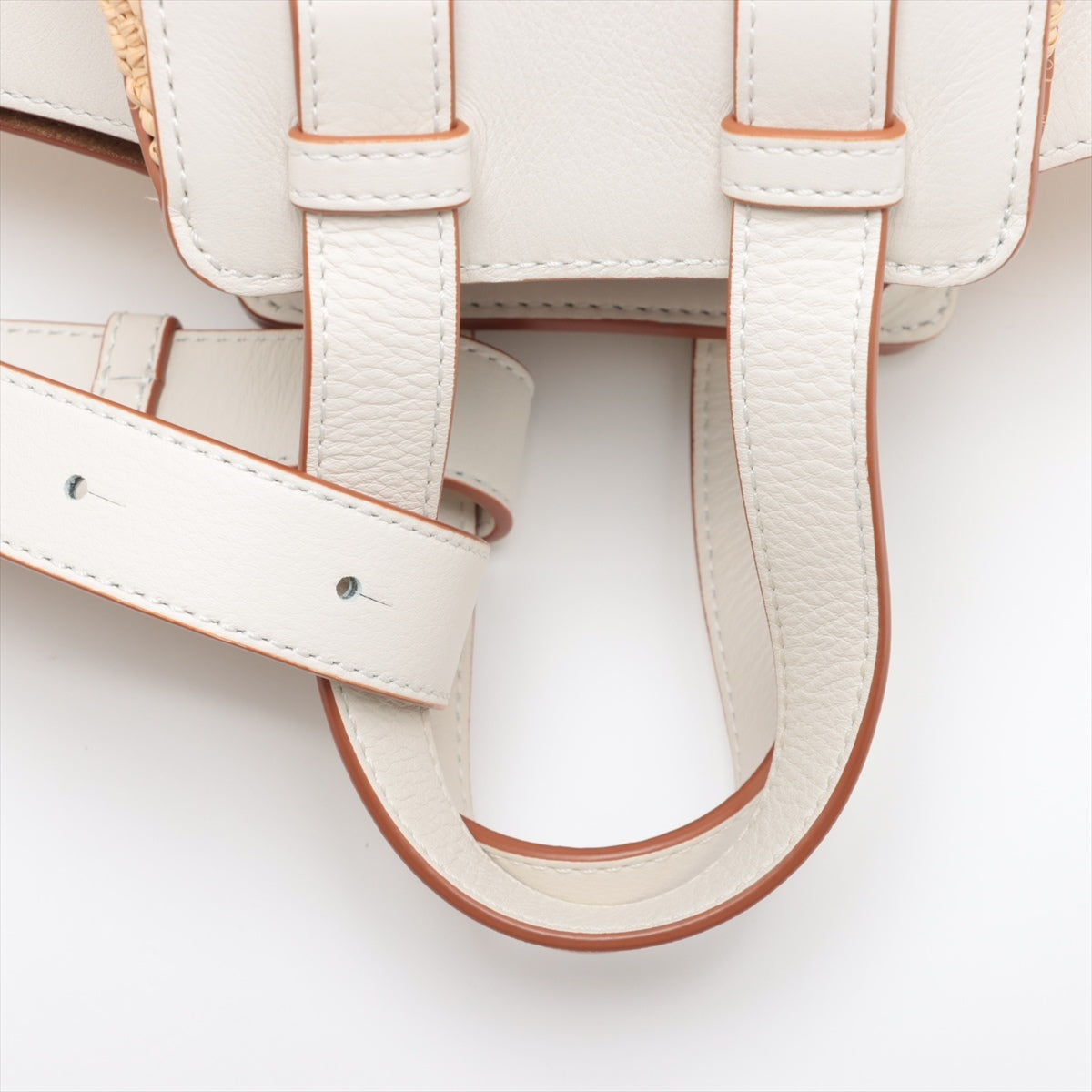 Loewe Hammock small Raffia x leather 2way handbag White x beige