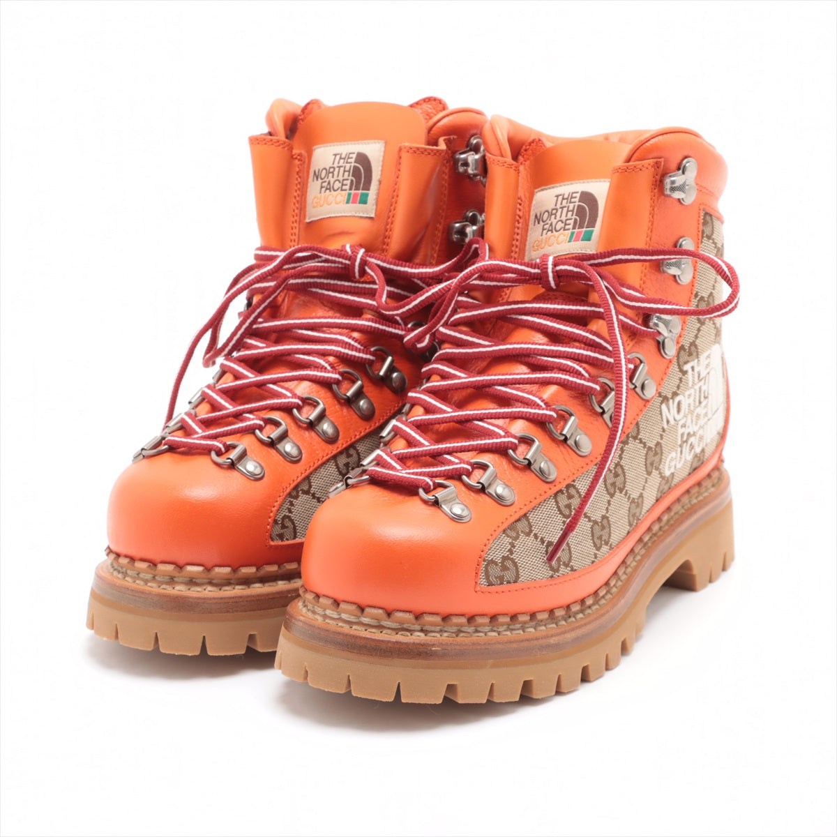 Gucci x North Face GG Canvas Canvas & Leather Boots 37 1/2 Ladies' Beige x orange 679927 Box Bag Included
