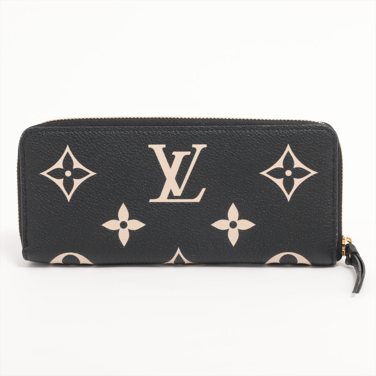 Louis Vuitton Bicolor Monogram Empreinte Portefeuille Clemence M82338 Noir Zip Round Wallet Responsive RFID