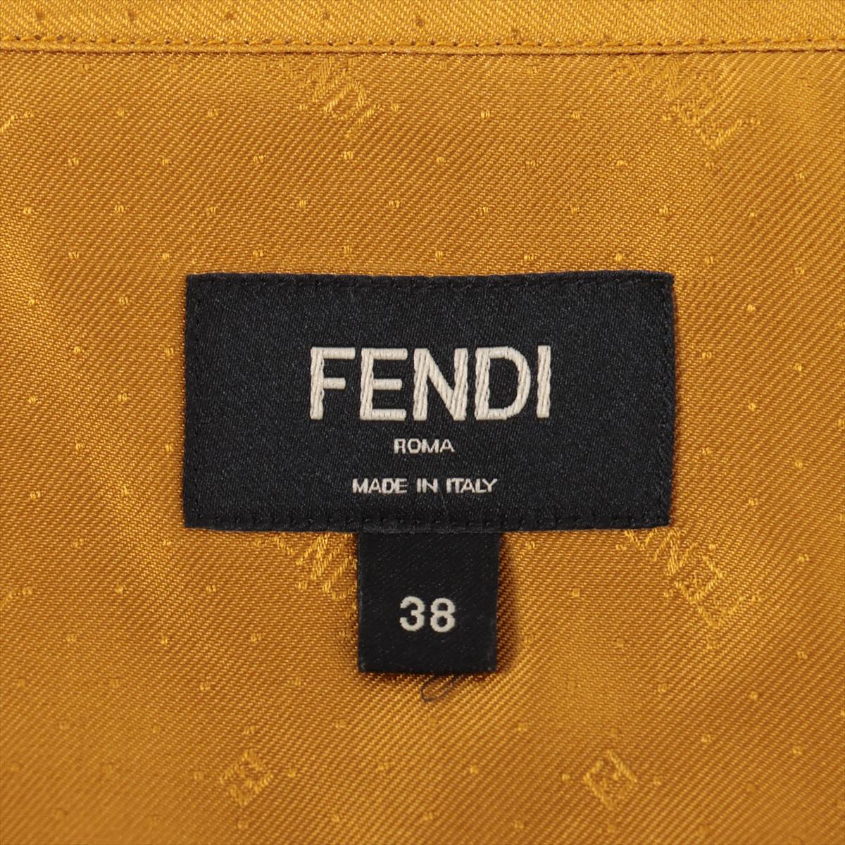 Fendi FF logo 21 years Silk Shirt 38 Men's Yellow  FS0808 Logo total handle