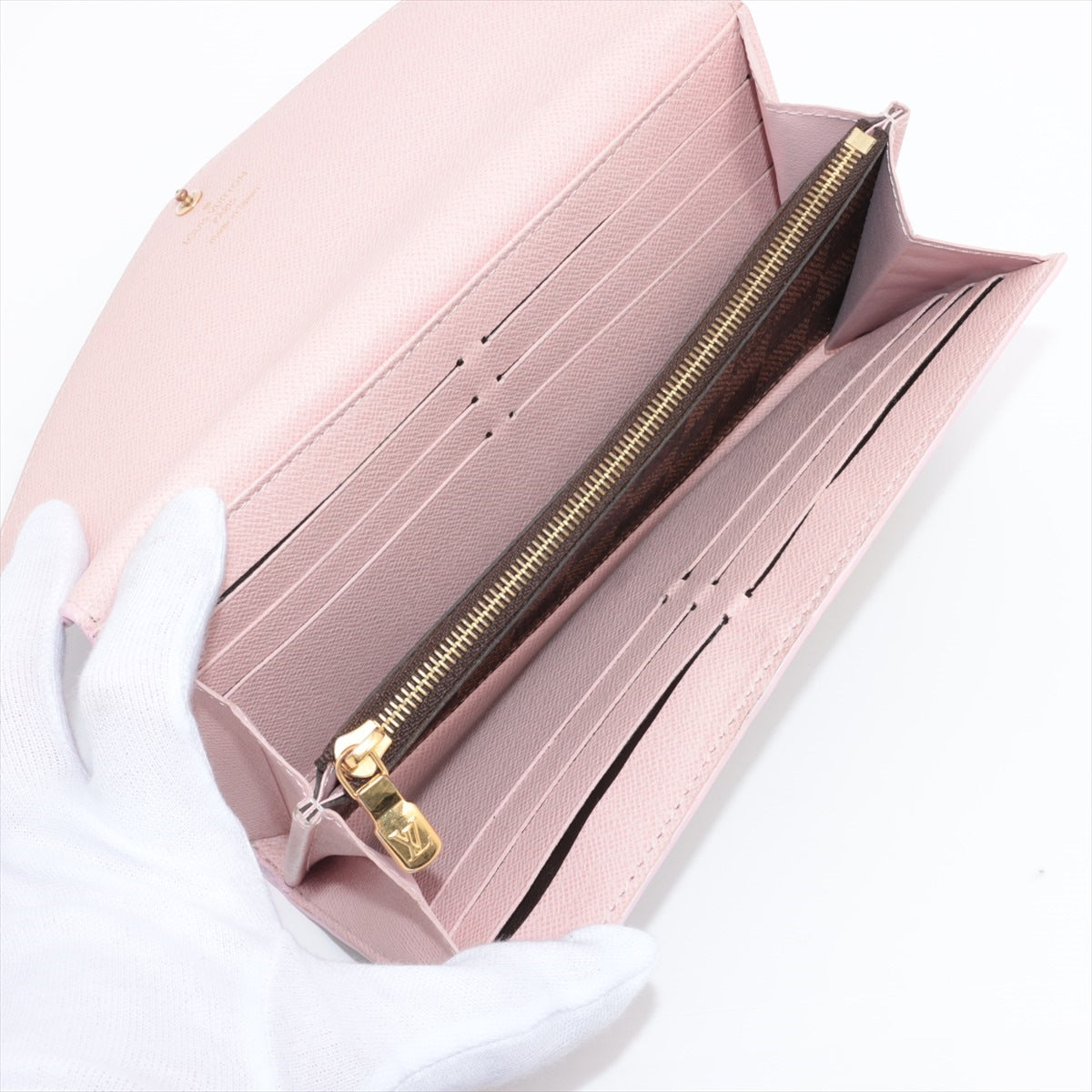 Louis Vuitton Damier Portefeuille Sarah N60249 Brown x Pink Long Wallet