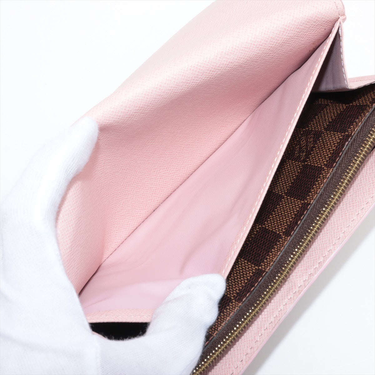 Louis Vuitton Damier Portefeuille Sarah N60249 Brown x Pink Long Wallet
