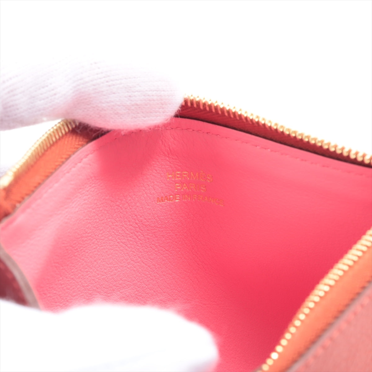 Hermès Coin Purse Leather Brown x Pink Gold Metal Fittings Y: 2020 Cadena