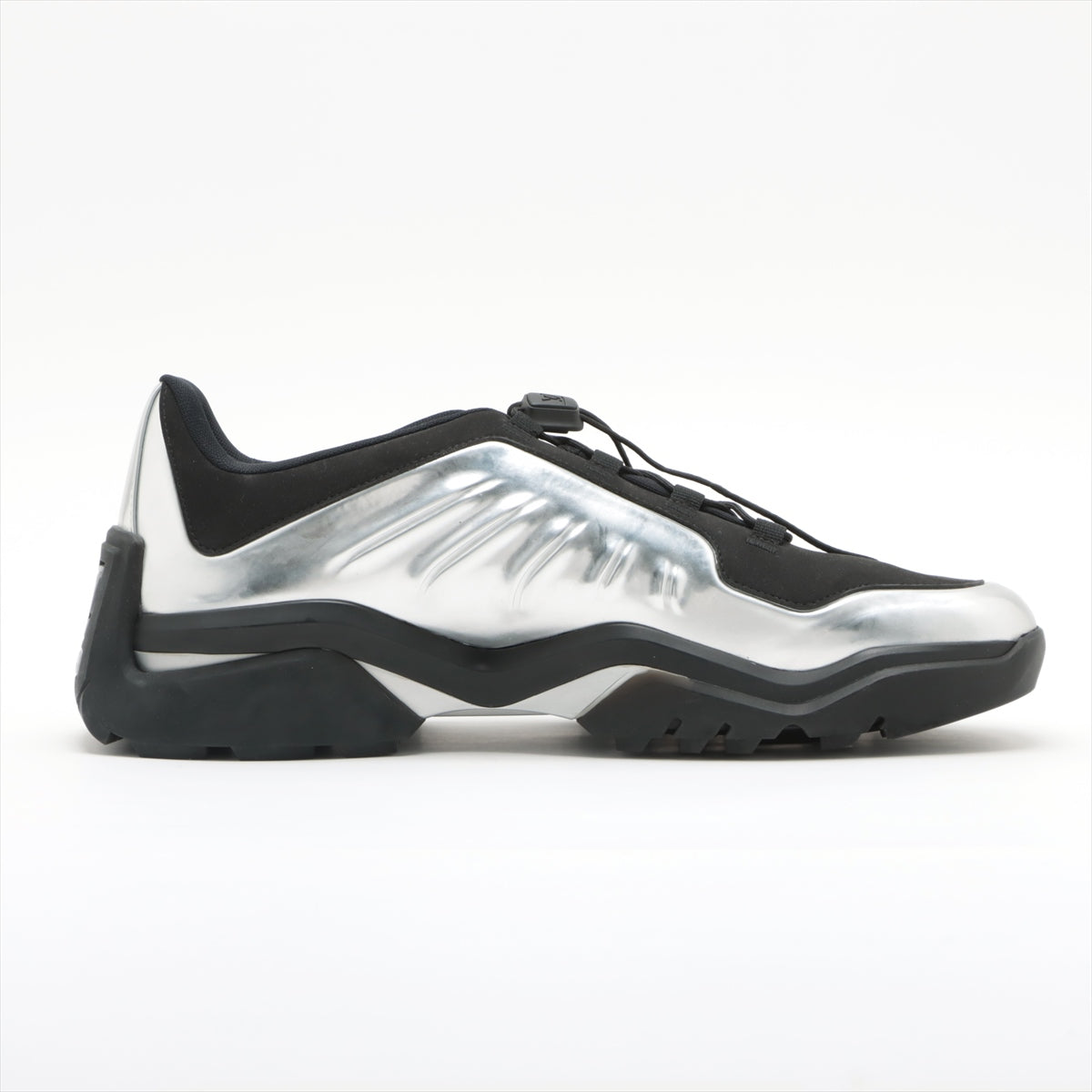 Louis Vuitton Millenium line 21 years Patent leather x fabric Sneakers 9 Men's silver x black FD0251