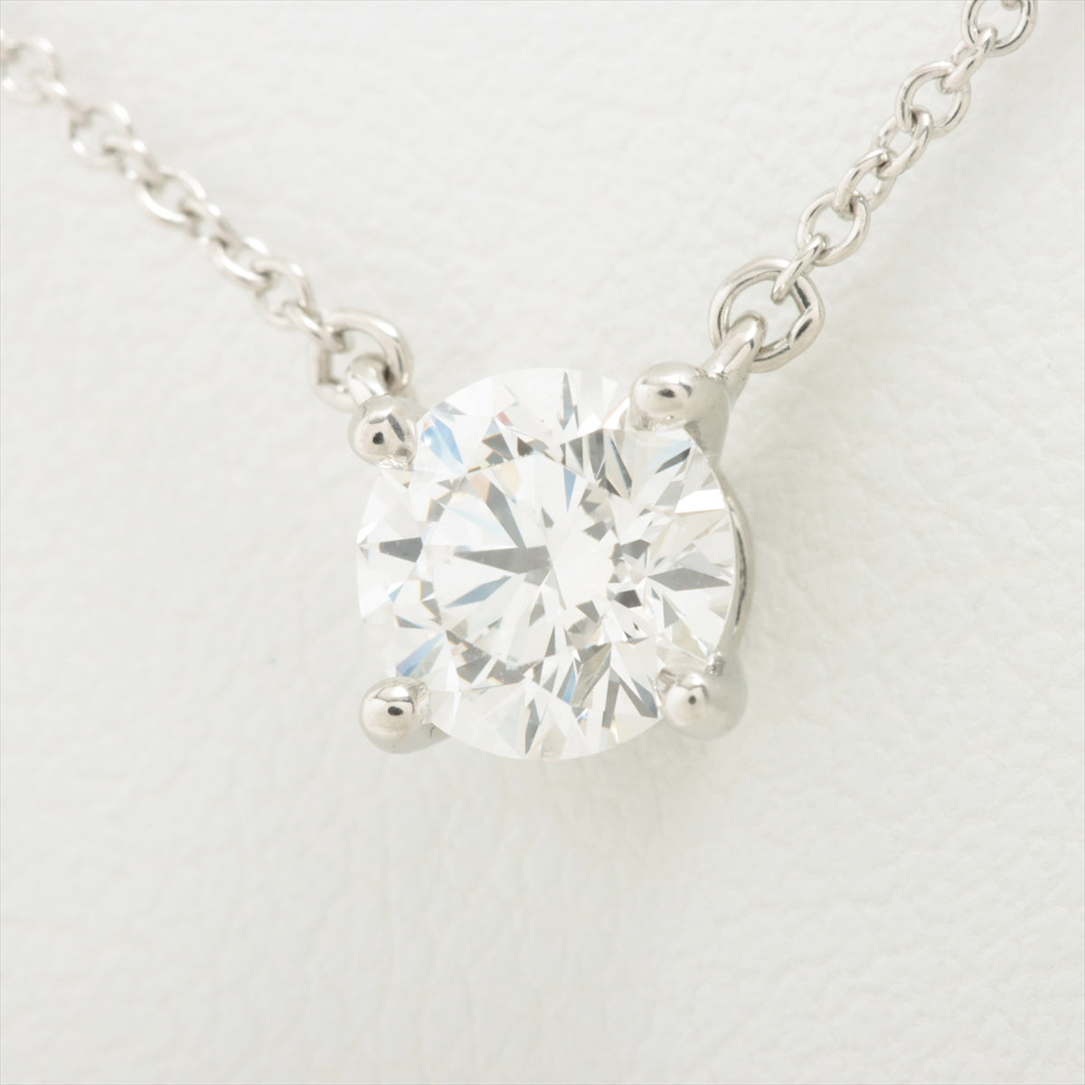 Tiffany Solitaire Diamond Necklace Pt950 2.8g 0.79 G VVS2 EX NONE
