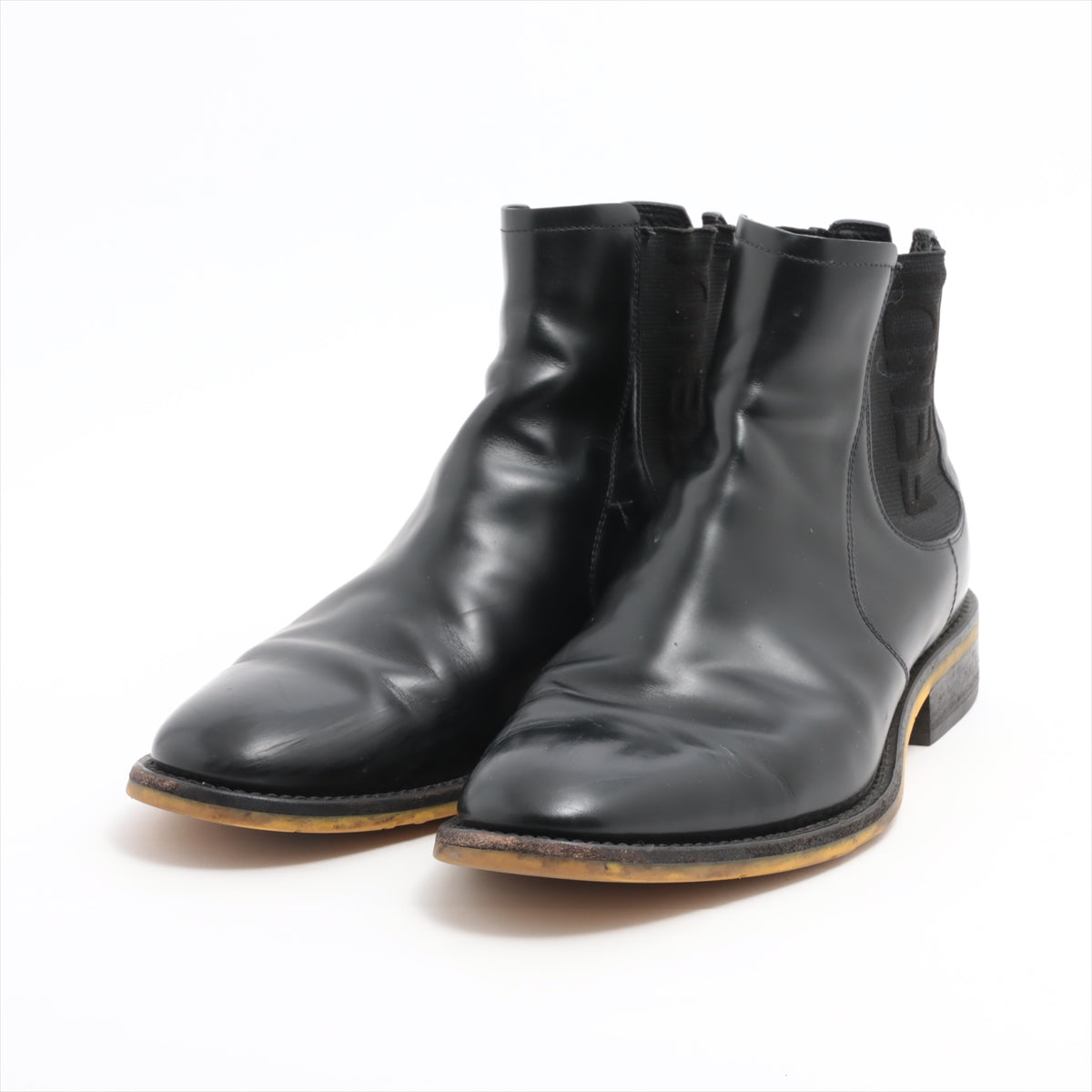 Fendi Leather Side Gore Boots 6 1/2 Men's Black 7U1383
