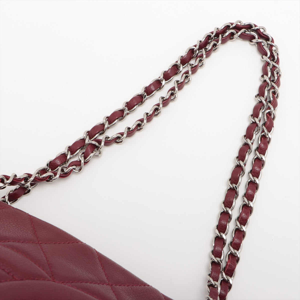 Chanel Matelasse Caviar Skin Chain Tote Bag Coco Mark Bordeaux Silver Metal Fittings 14XXXXXX