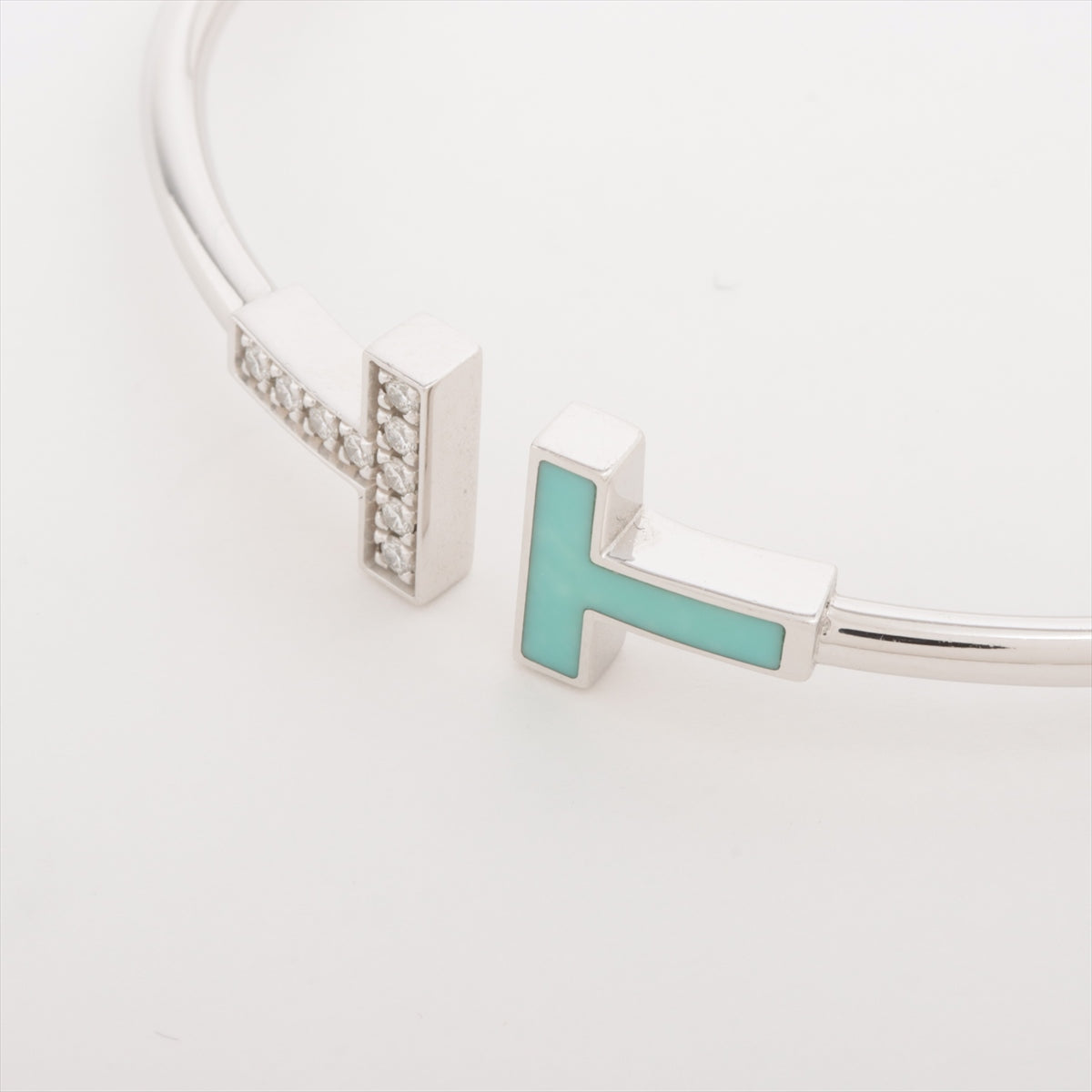 Tiffany T Wire Diamond Turquoise Bracelet 750(WG) 7.7g