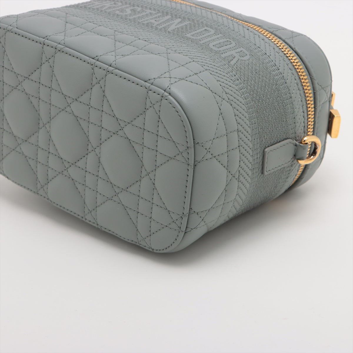 Christian Dior Cannage Leather 2 WAY VANITY BAG Grey