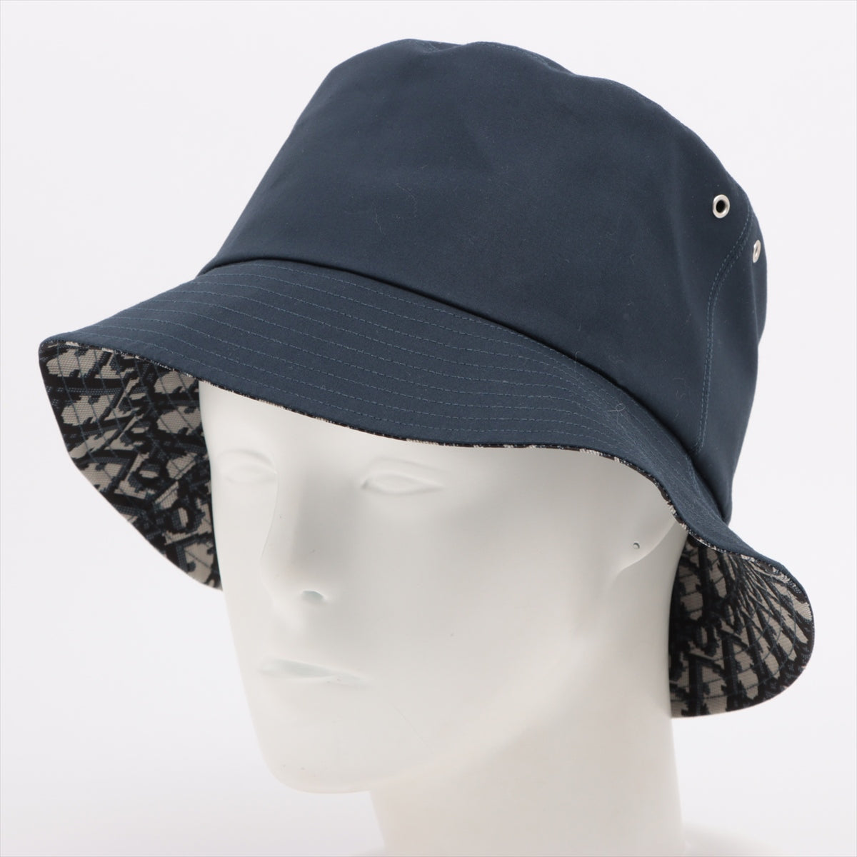 Dior 95TDD923A130 Oblique Hat 58 Cotton & Polyester Navy Blue