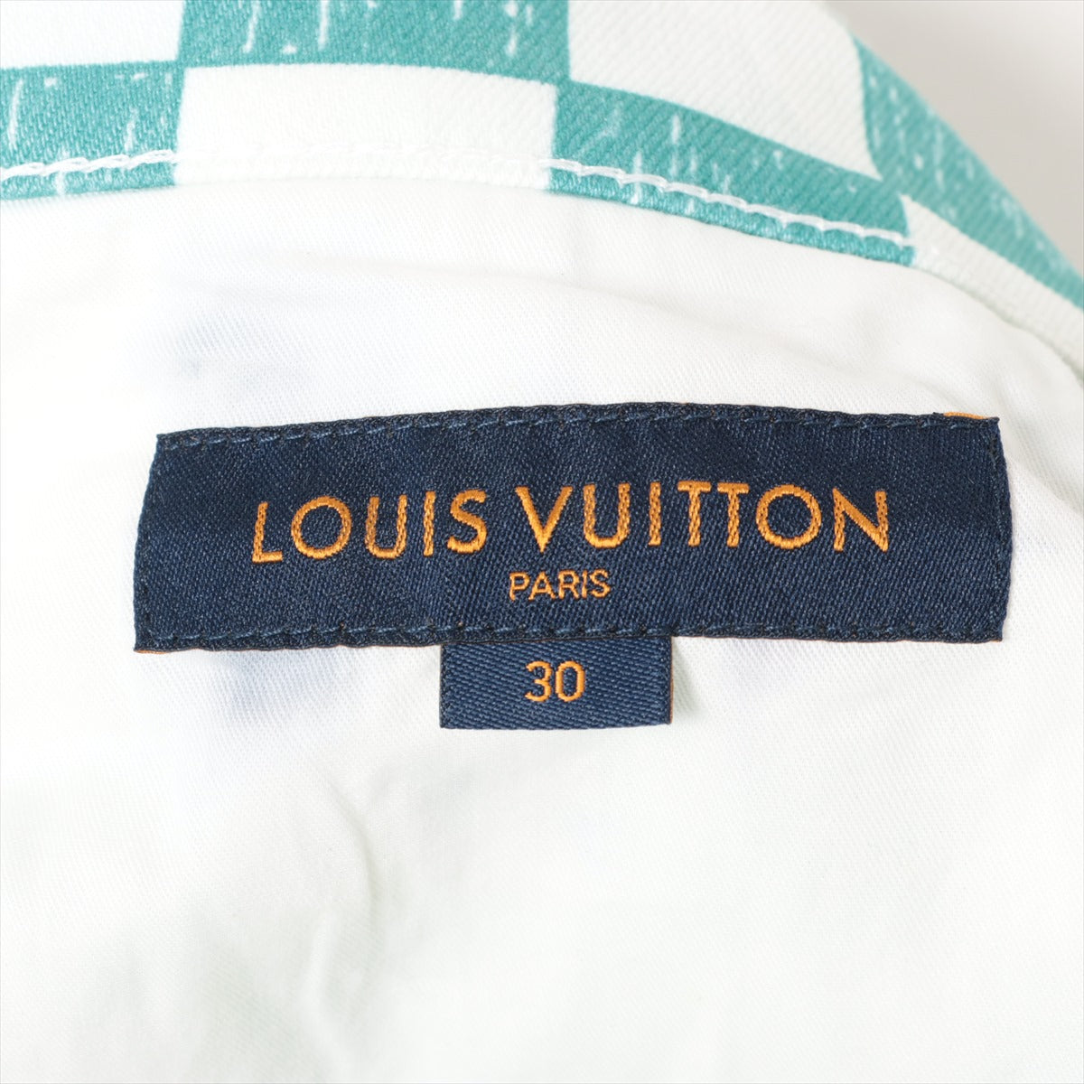 Louis Vuitton 21AW Cotton & Polyurethane Pants 30 Men's White x green  Damier denim RM2129