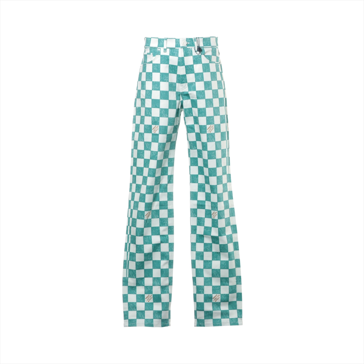 Louis Vuitton 21AW Cotton & Polyurethane Pants 30 Men's White x green  Damier denim RM2129