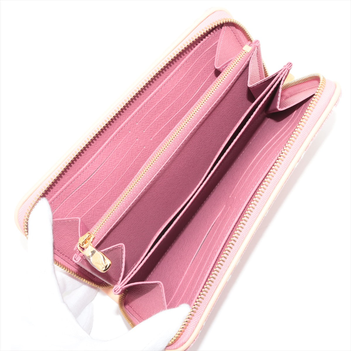 Louis Vuitton Monogram denim Zippy Wallet M81182 Pink Zip Round Wallet