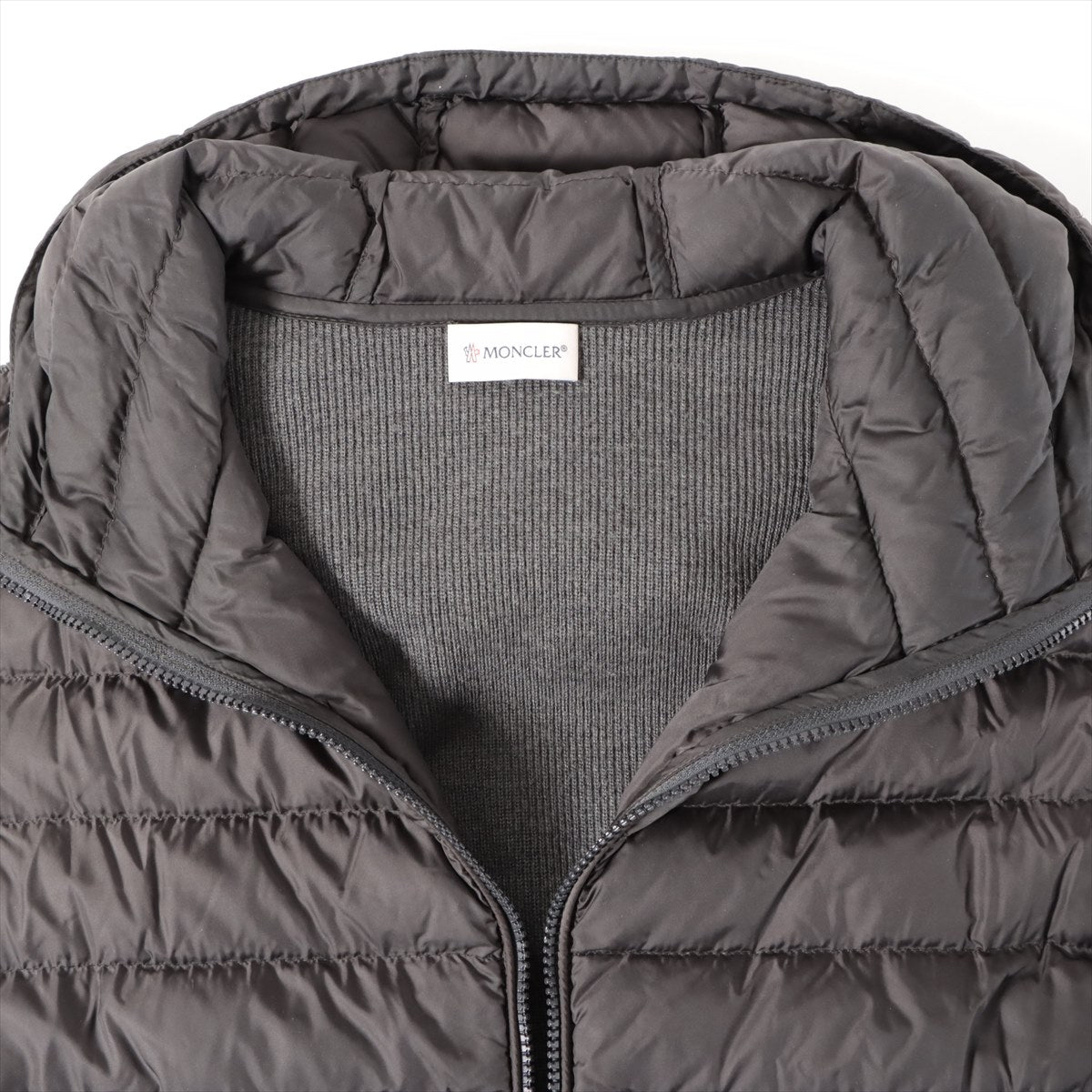 Moncler 16 years Wool & Nylon Down jacket XL Men's Grey  B20919413000 Switching knit