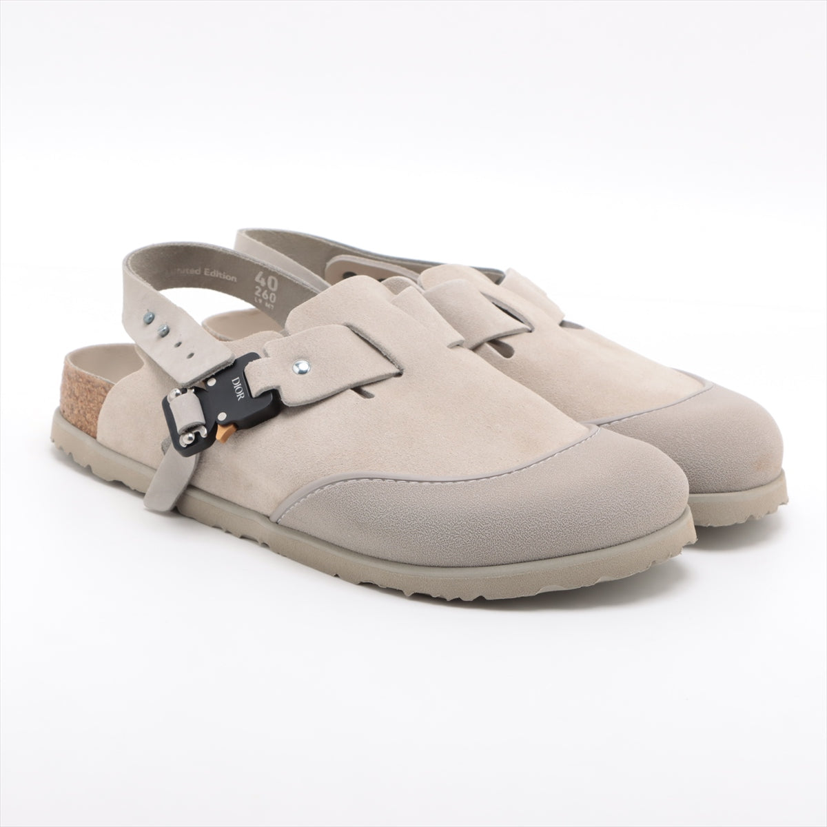 Dior x Birkenstock Suede Sandals 40 Men's Beige Tokio Buckle