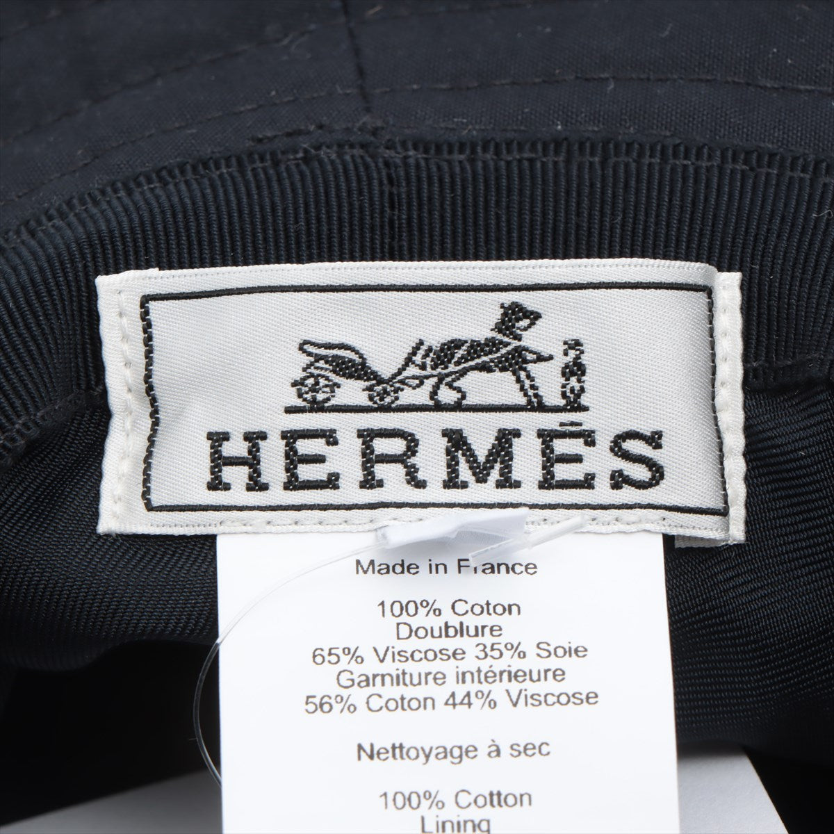 Hermès Hat 57 Cotton & Rayon Navy Blue