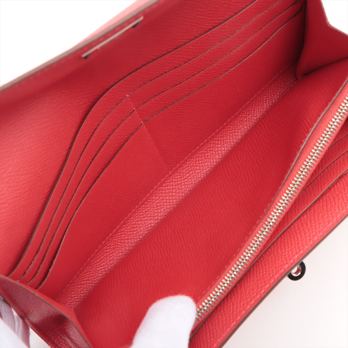 Hermès Kelly Wallet Veau Epsom Wallet Red Silver Metal Fittings T:2015