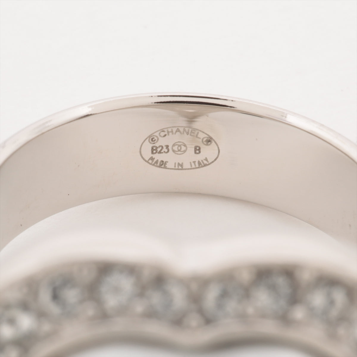 Chanel Coco Mark hearts B23B Ring GP×inestone Silver