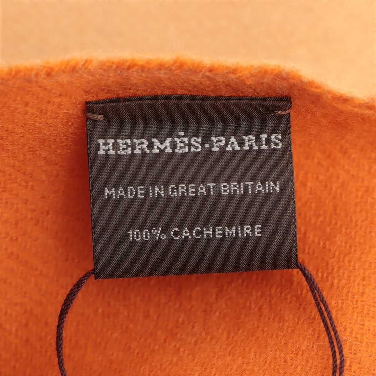 Hermès Logo Stole Cashmere Beige x orange