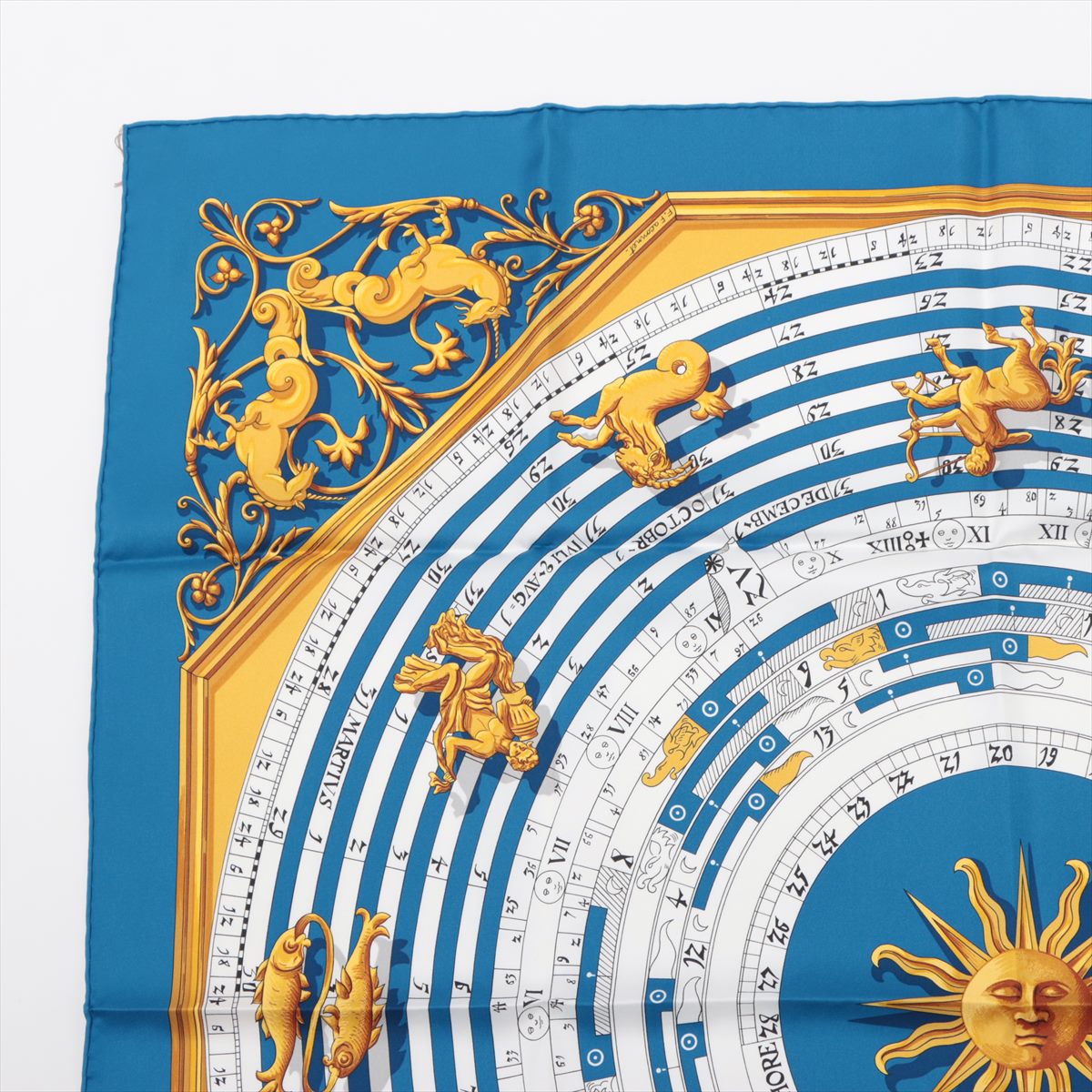 Hermès Carré 90 Scarf Silk Blue Astrologie forever astrological