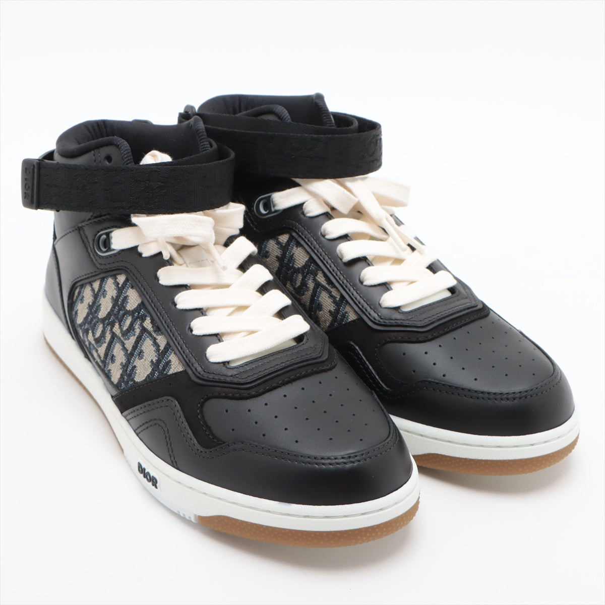 Dior Oblique Canvas & Leather High-top Sneakers 40 1/2 Men's Black B27