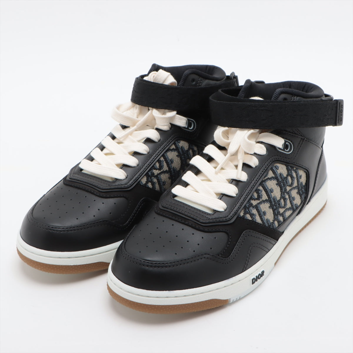 Dior Oblique Canvas & Leather High-top Sneakers 40 1/2 Men's Black B27