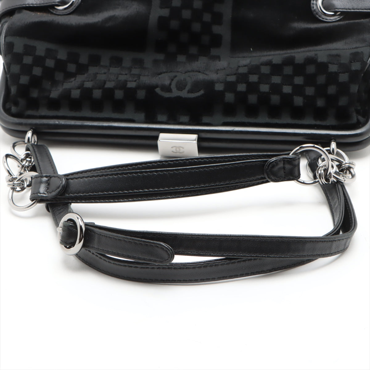 Chanel Coco Mark Velour Shoulder Bag Black Silver Metal Fittings 10XXXXXX