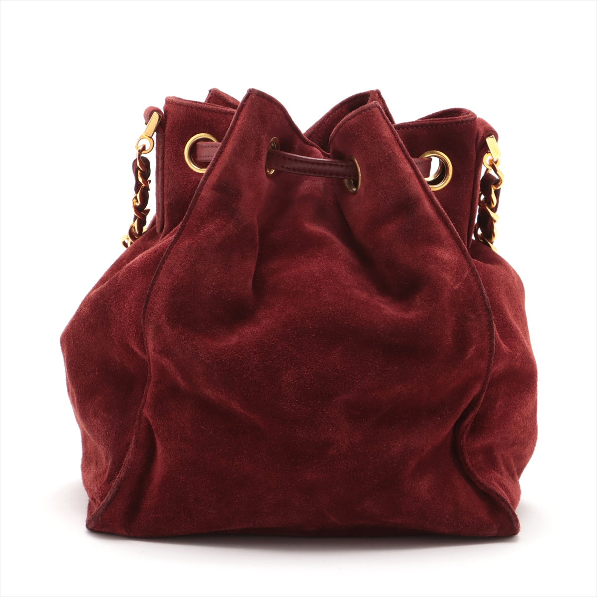 Chanel Coco Mark Suede Drawstring Shoulder Bag Bordeaux Gold Metal Fittings 3XXXXXX