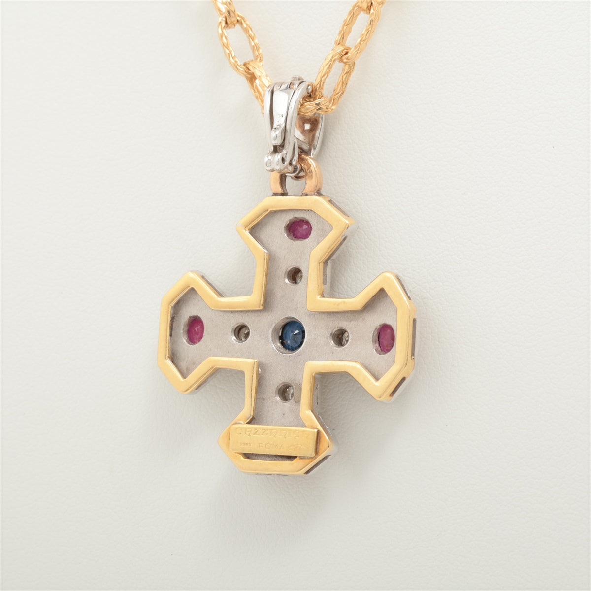CAZZANIGA Ruby Sapphire Necklace 750(YG×WG) 36.0g Diamond