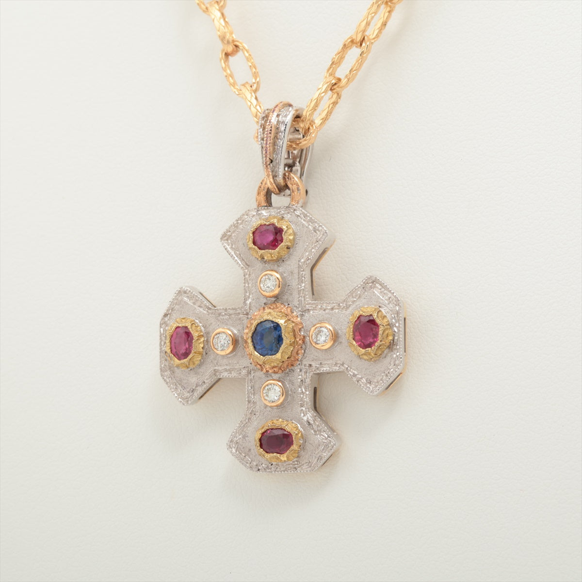 CAZZANIGA Ruby Sapphire Necklace 750(YG×WG) 36.0g Diamond