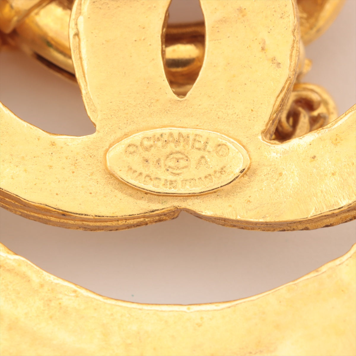 Chanel Coco Mark Gripoix 94A Necklace GP x color stone Gold