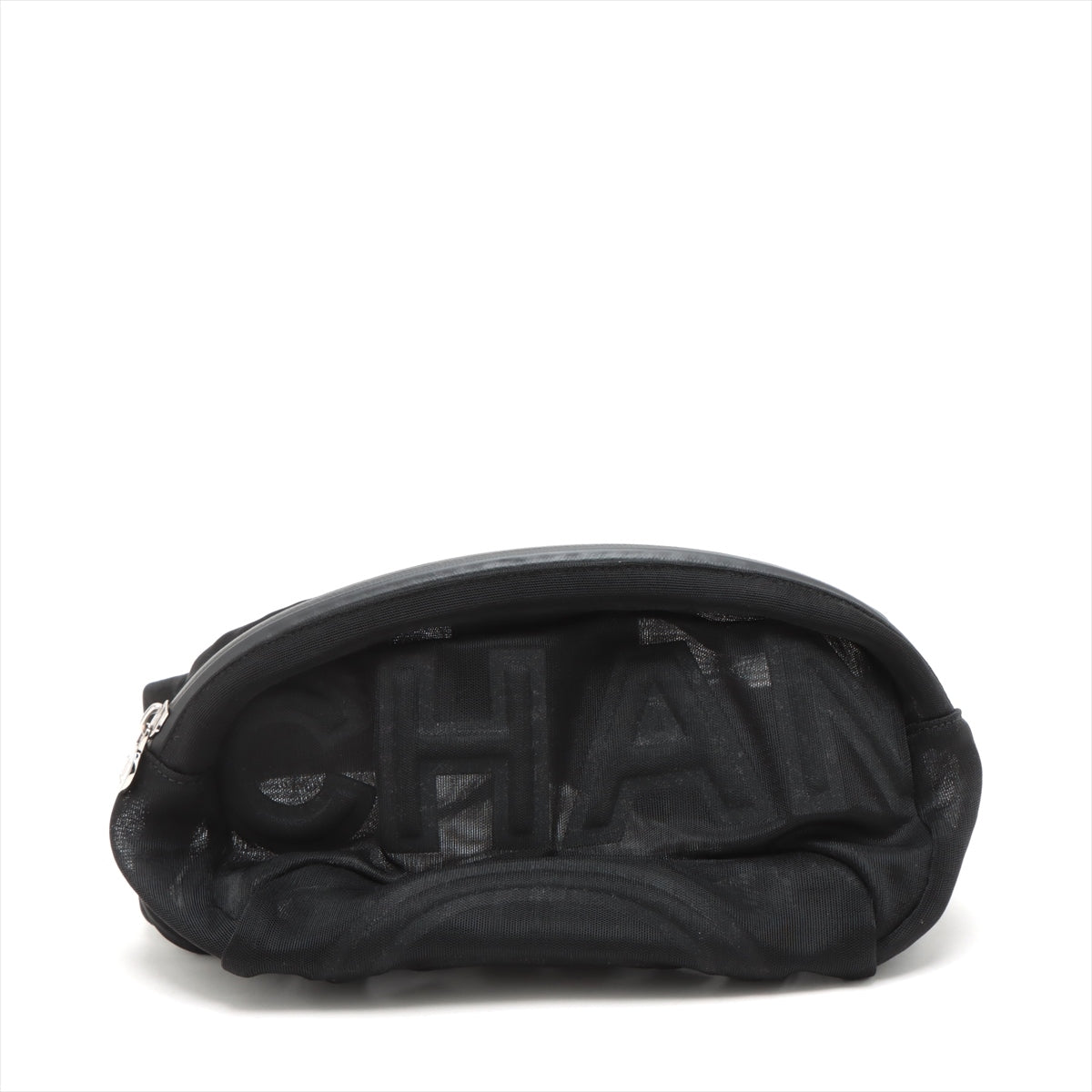 Chanel Logo Mesh Sling backpack Black Silver Metal Fittings 27th