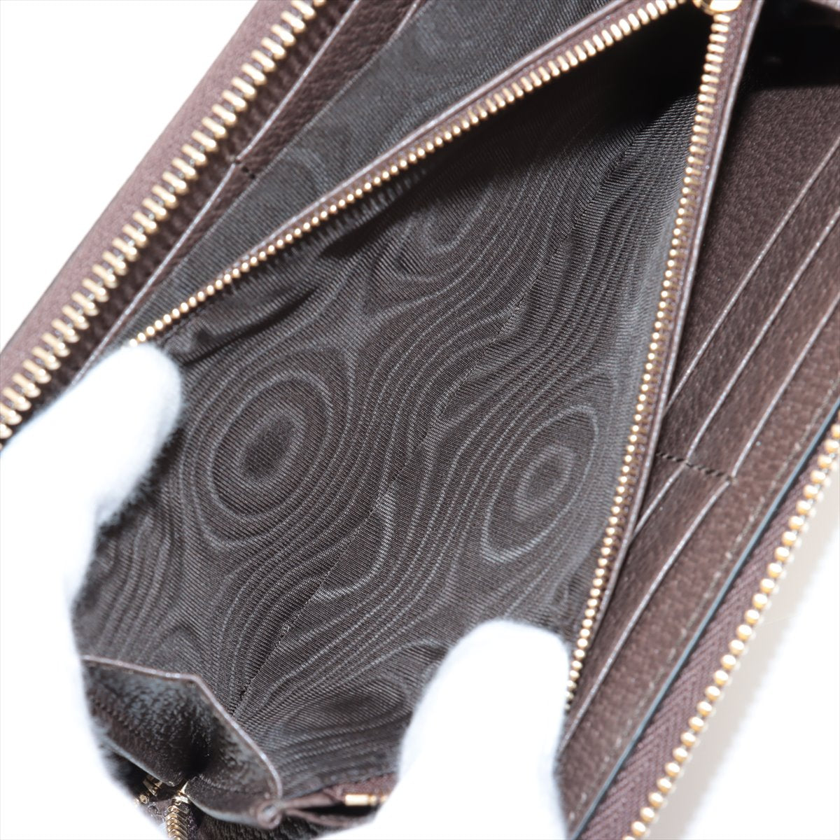 Gucci GG Supreme Bananya 701060 Leather Round-Zip-Wallet Brown