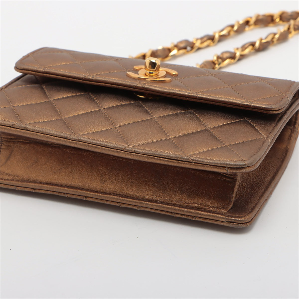 Chanel Mini Matelasse Lambskin Chain Shoulder Bag Gold Gold Metal Fittings 1XXXXXX