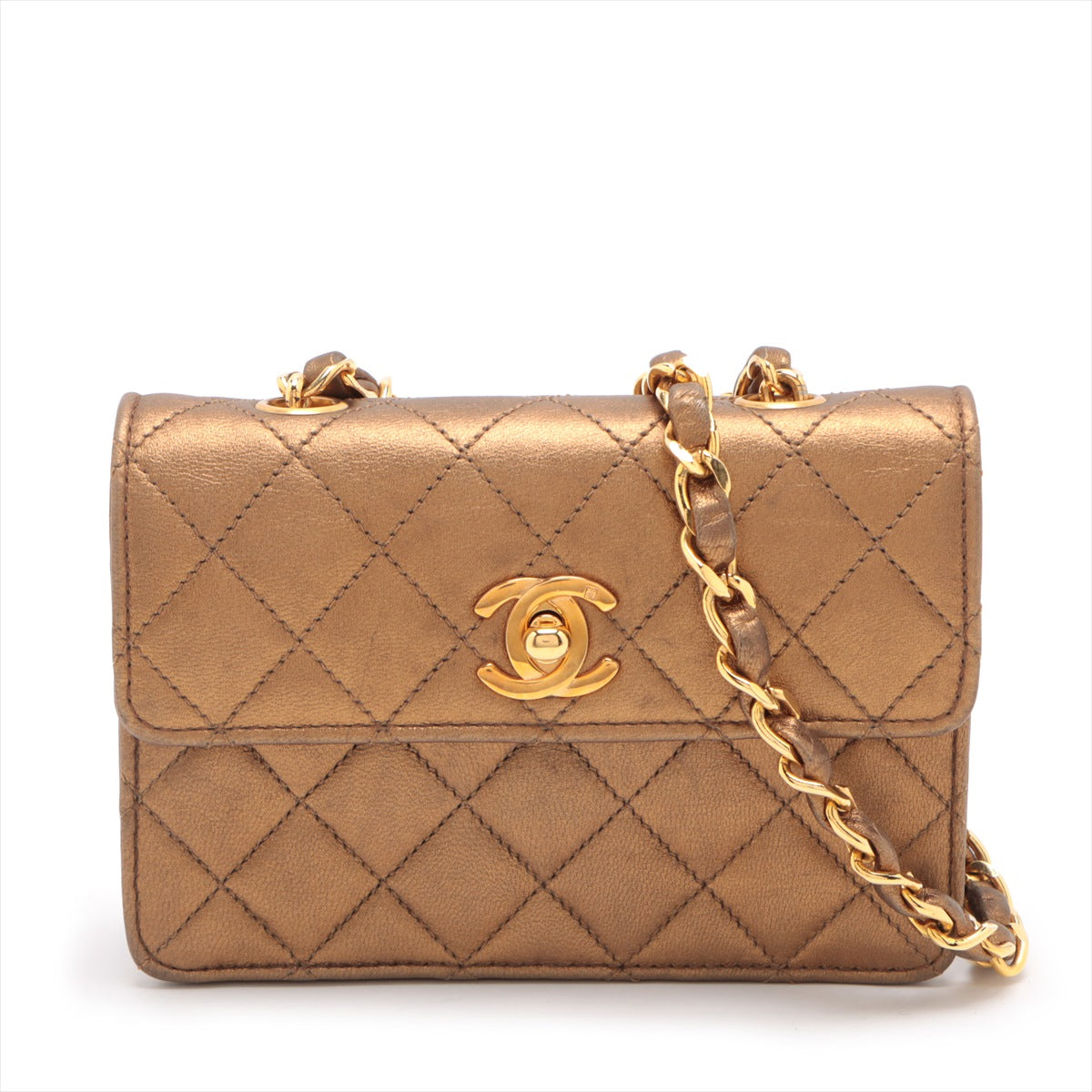 Chanel Mini Matelasse Lambskin Chain Shoulder Bag Gold Gold Metal Fittings 1XXXXXX