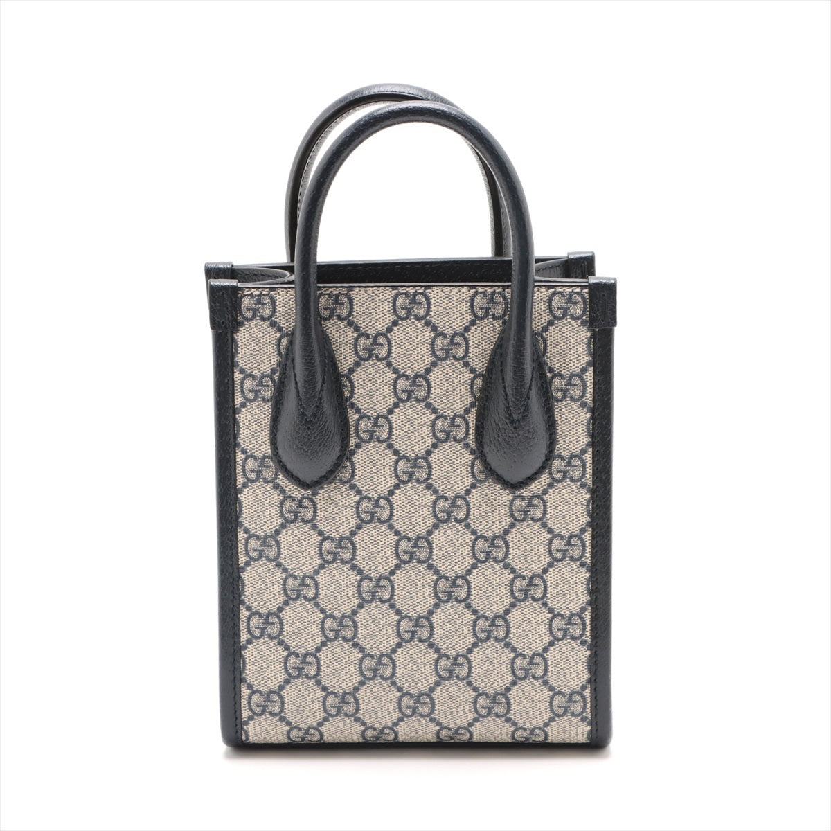Gucci GG Supreme 2 Way Handbag Navy Blue 671623 shoulder strap with name