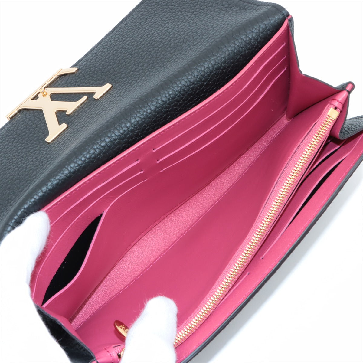 Louis Vuitton Taurillon Portefeuille Capucines M61248 Noir × Hot pink Long Wallet Responsive RFID