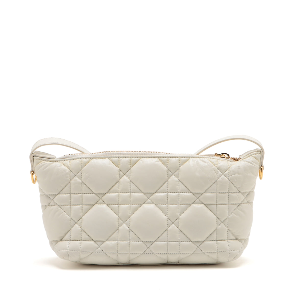 Dior Cannage nomad pouch Leather 2 Way Handbag White