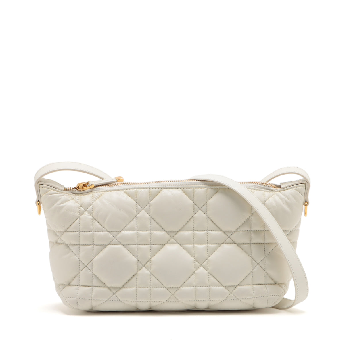Dior Cannage nomad pouch Leather 2 Way Handbag White