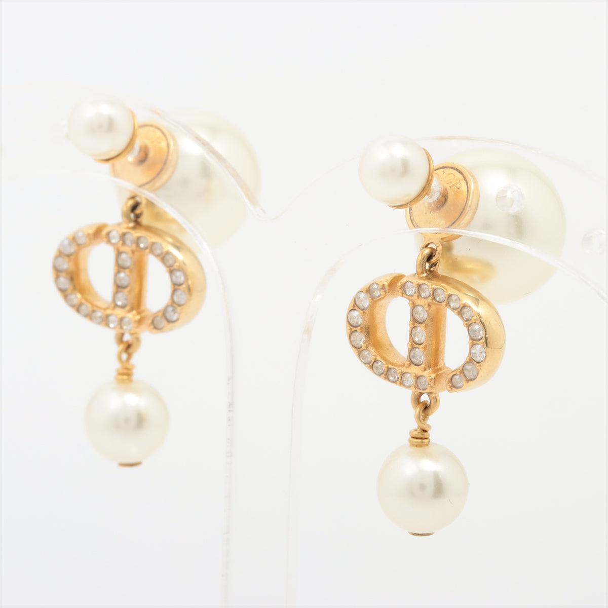 Dior CD Navy CD navy Earrings (For Both Ears) GP x rhinestone x imitation pearl Gold