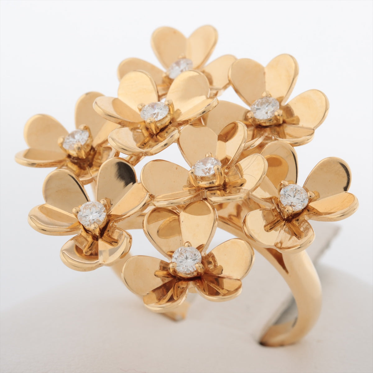 Van Cleef & Arpels Frivole 8 flowers Diamond Ring 750(YG) 12.3g