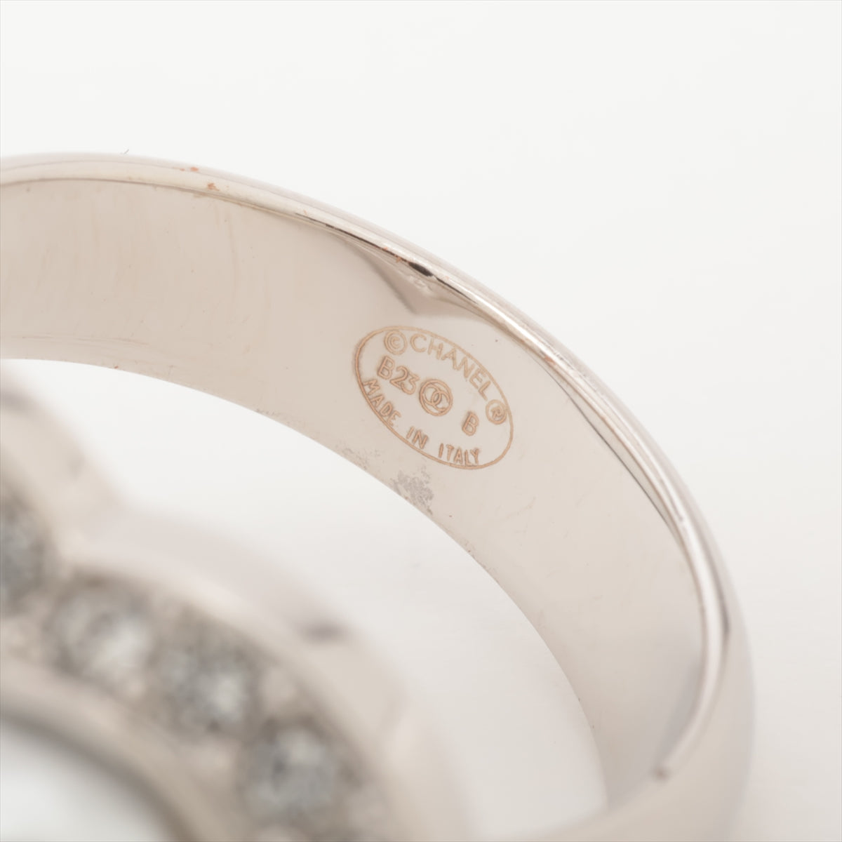 Chanel Coco Mark hearts B23B Ring Metal x rhinestone Silver Imitation pearls Ring