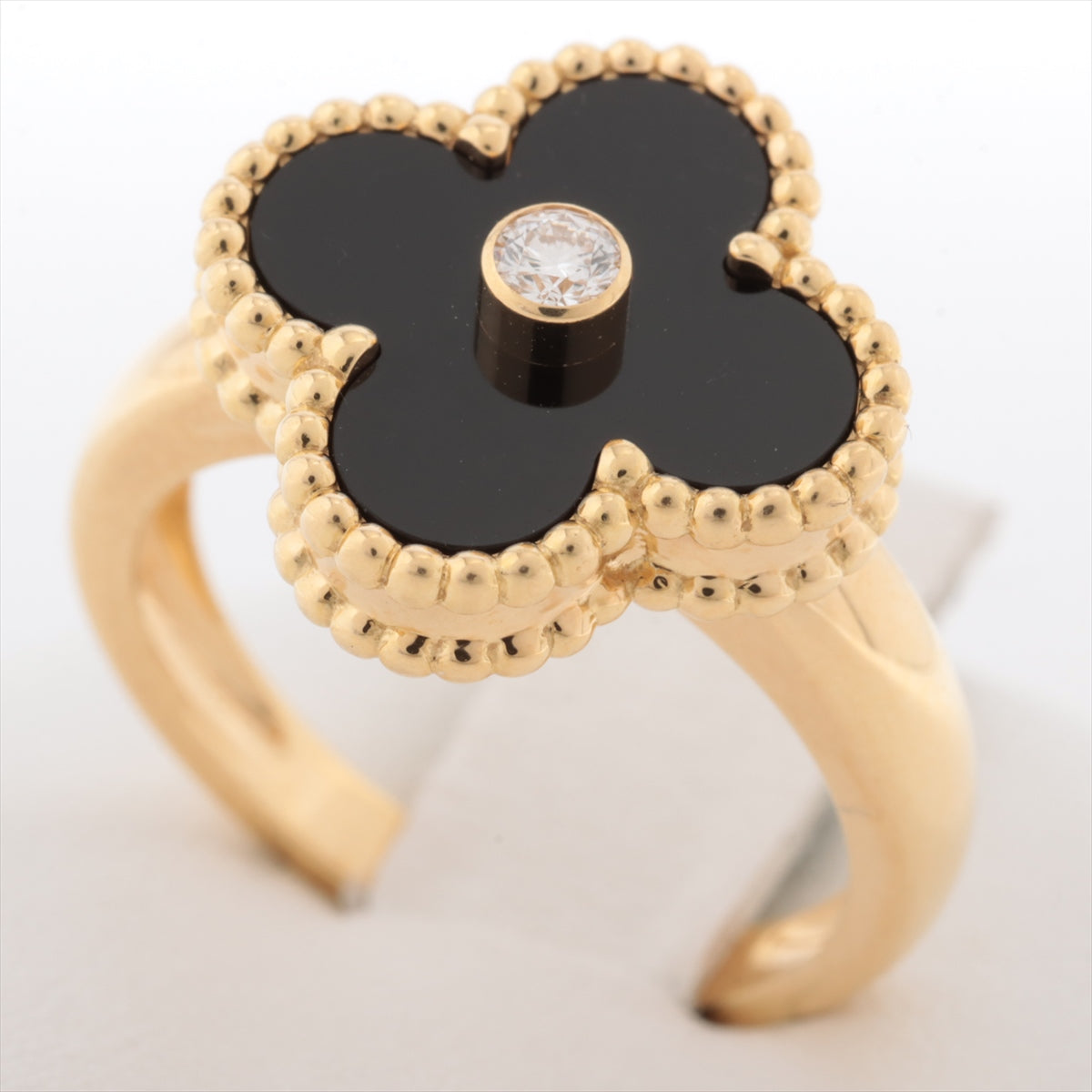 Van Cleef & Arpels Vintage Alhambra Onyx Diamond Ring 750(YG) 6.8g 51