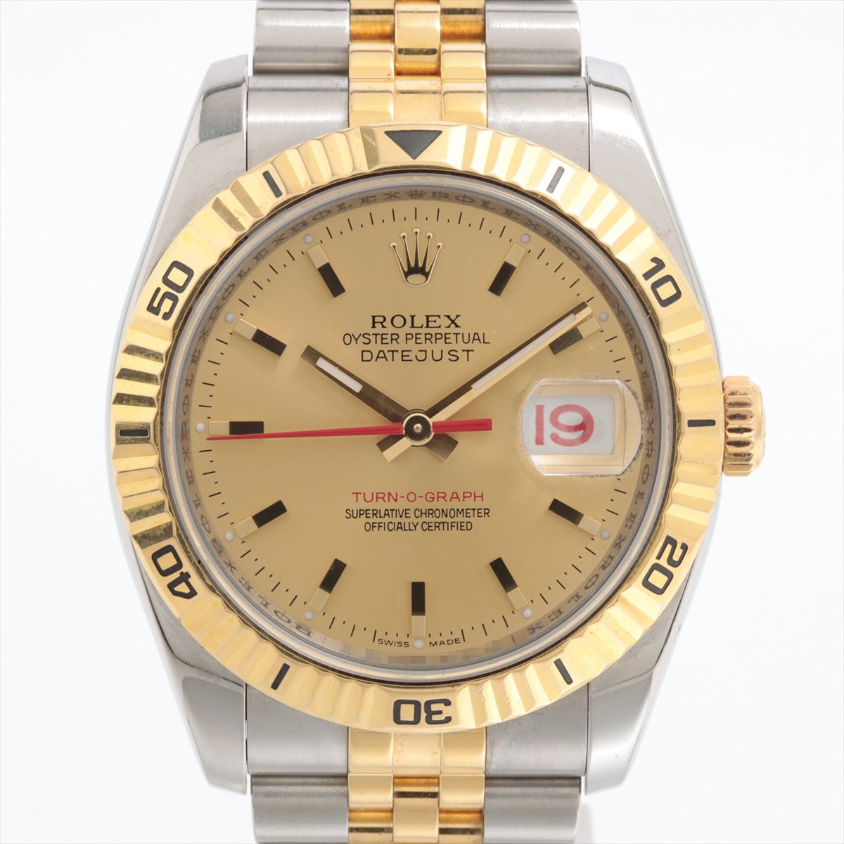 Rolex Datejust Turn-O-Graph 116263 SS×YG AT Champagne Dial 2 Extra Links