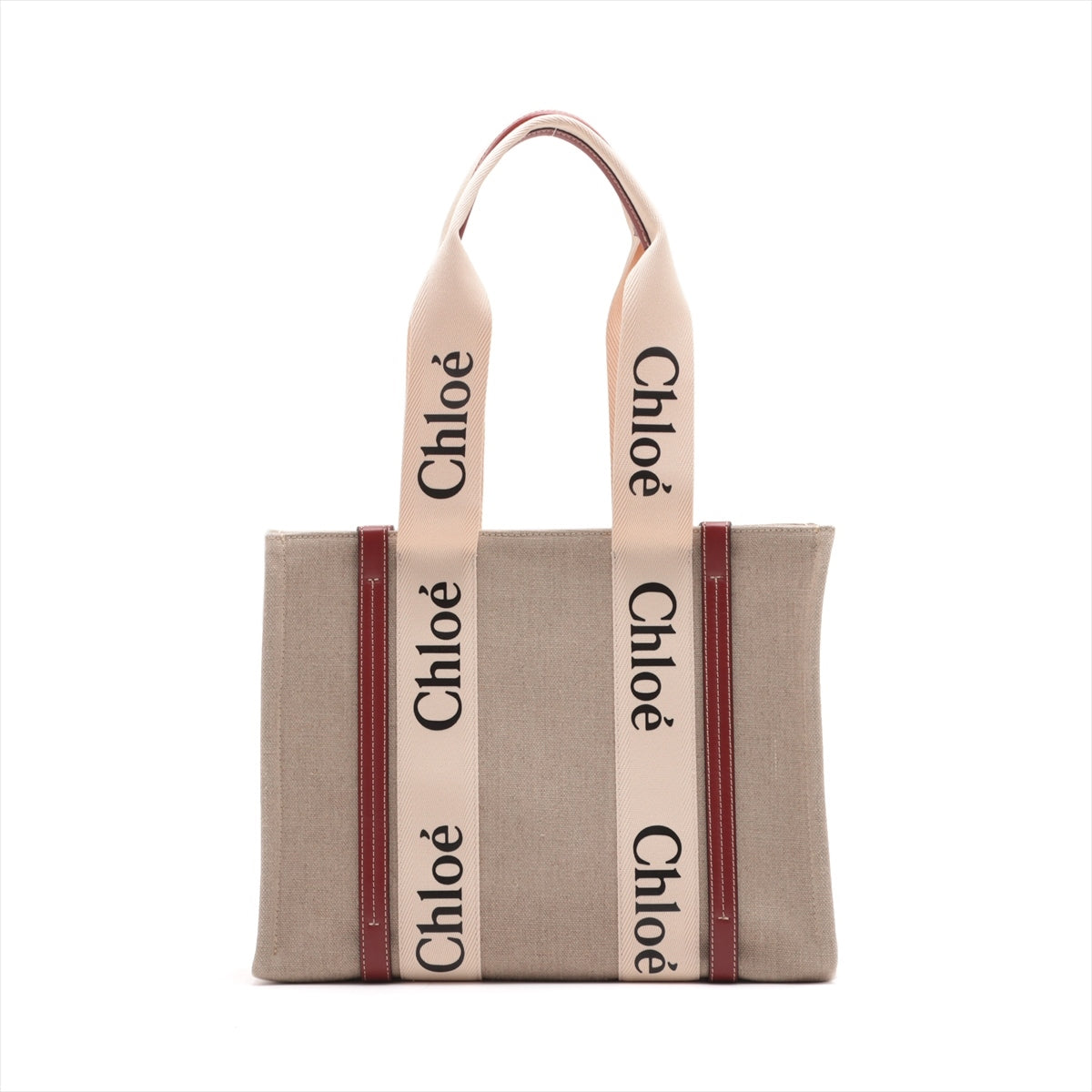 Chloe woody Medium Canvas & Leather Tote Bag Beige