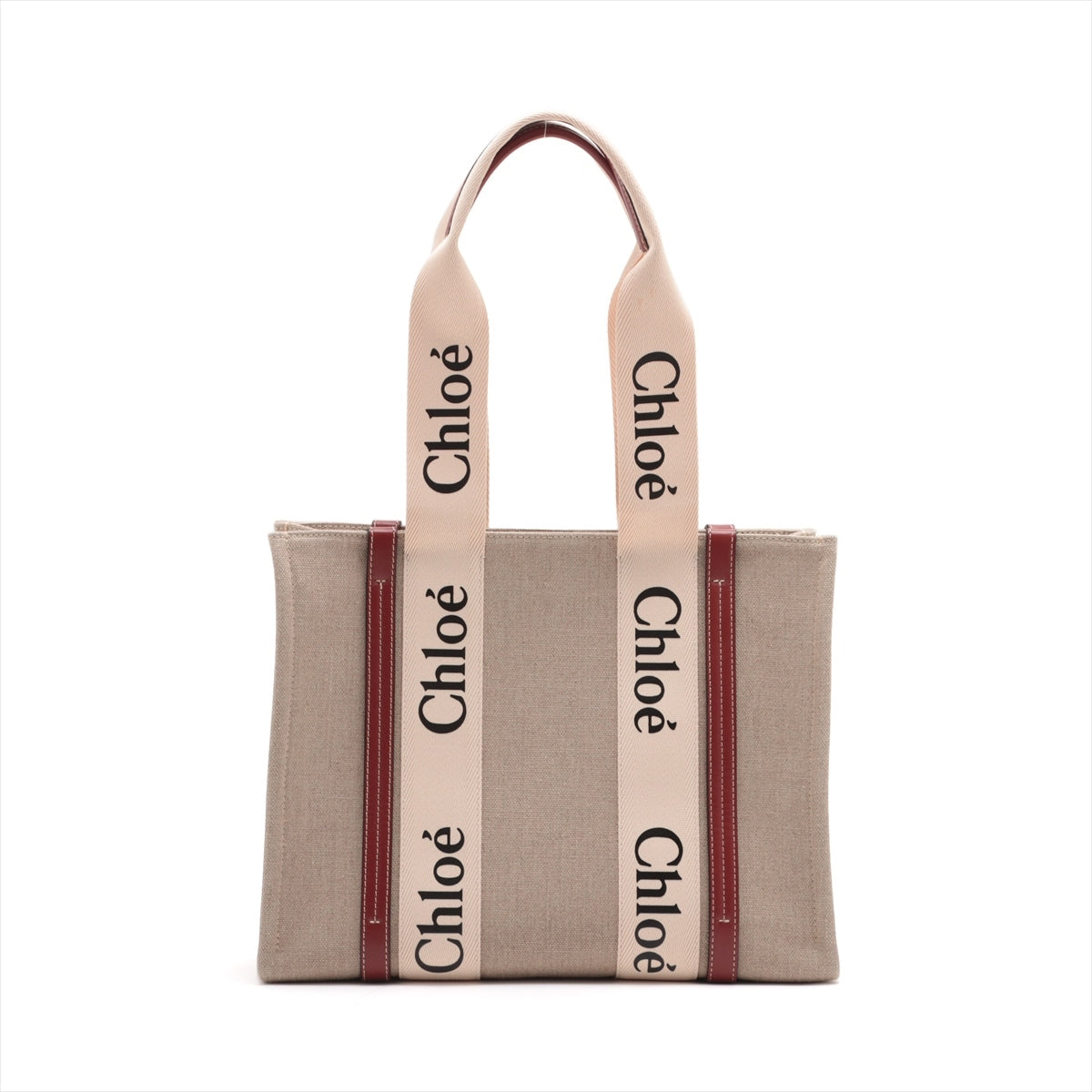 Chloe woody Medium Canvas & Leather Tote Bag Beige
