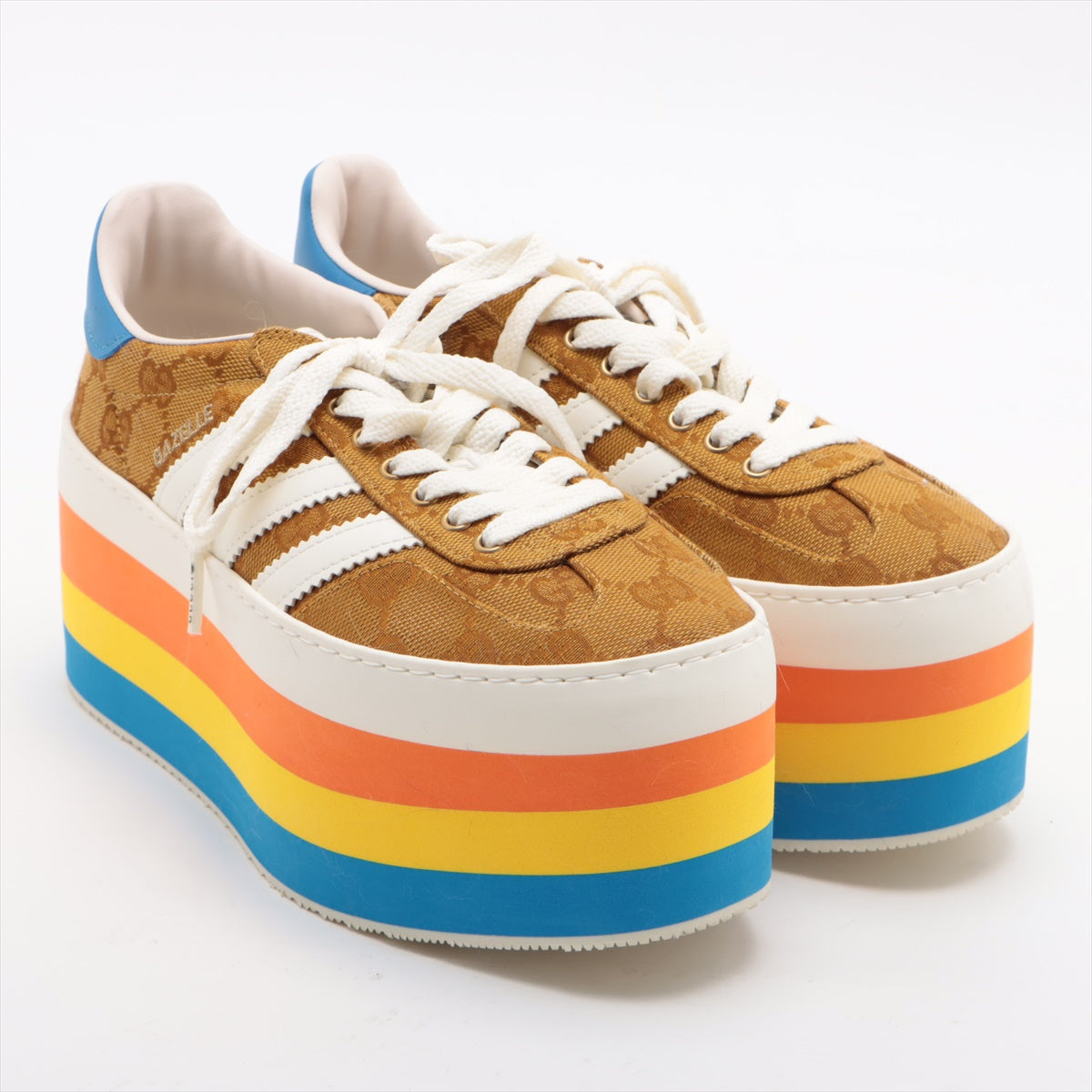 Gucci x adidas Leather x fabric Sneakers 21.5cm Ladies' Multicolor HQ7085 GAZELLE Midsole cracked There is hair adhering
