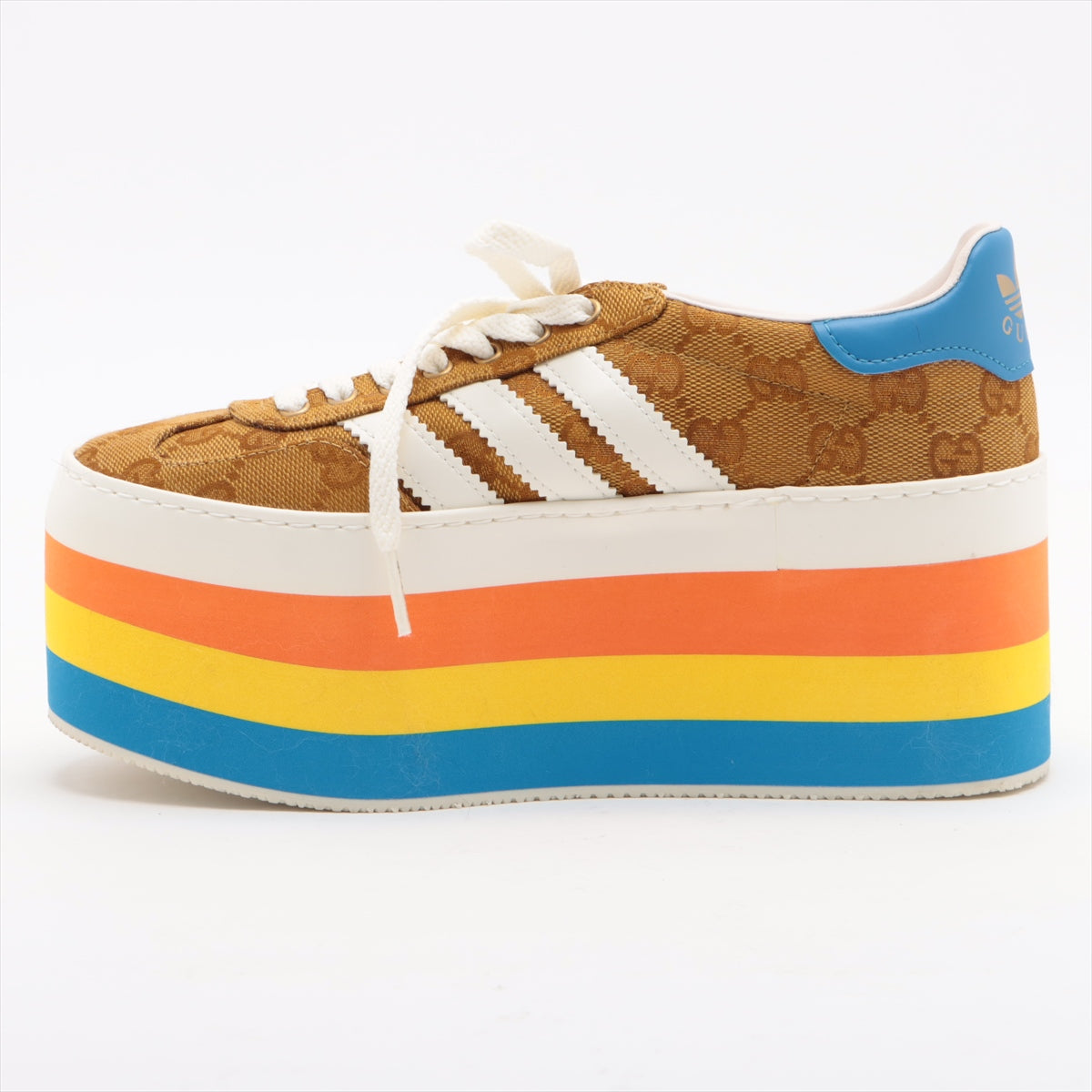 Gucci x adidas Leather x fabric Sneakers 21.5cm Ladies' Multicolor HQ7085 GAZELLE Midsole cracked There is hair adhering