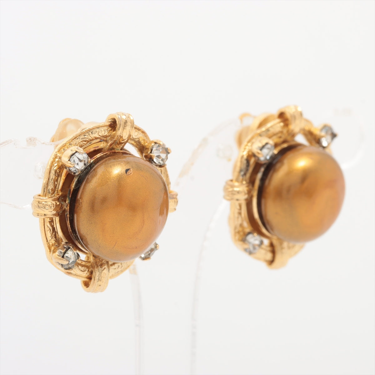 Chanel 99A Earrings (for both ears) GP×inestone Gold